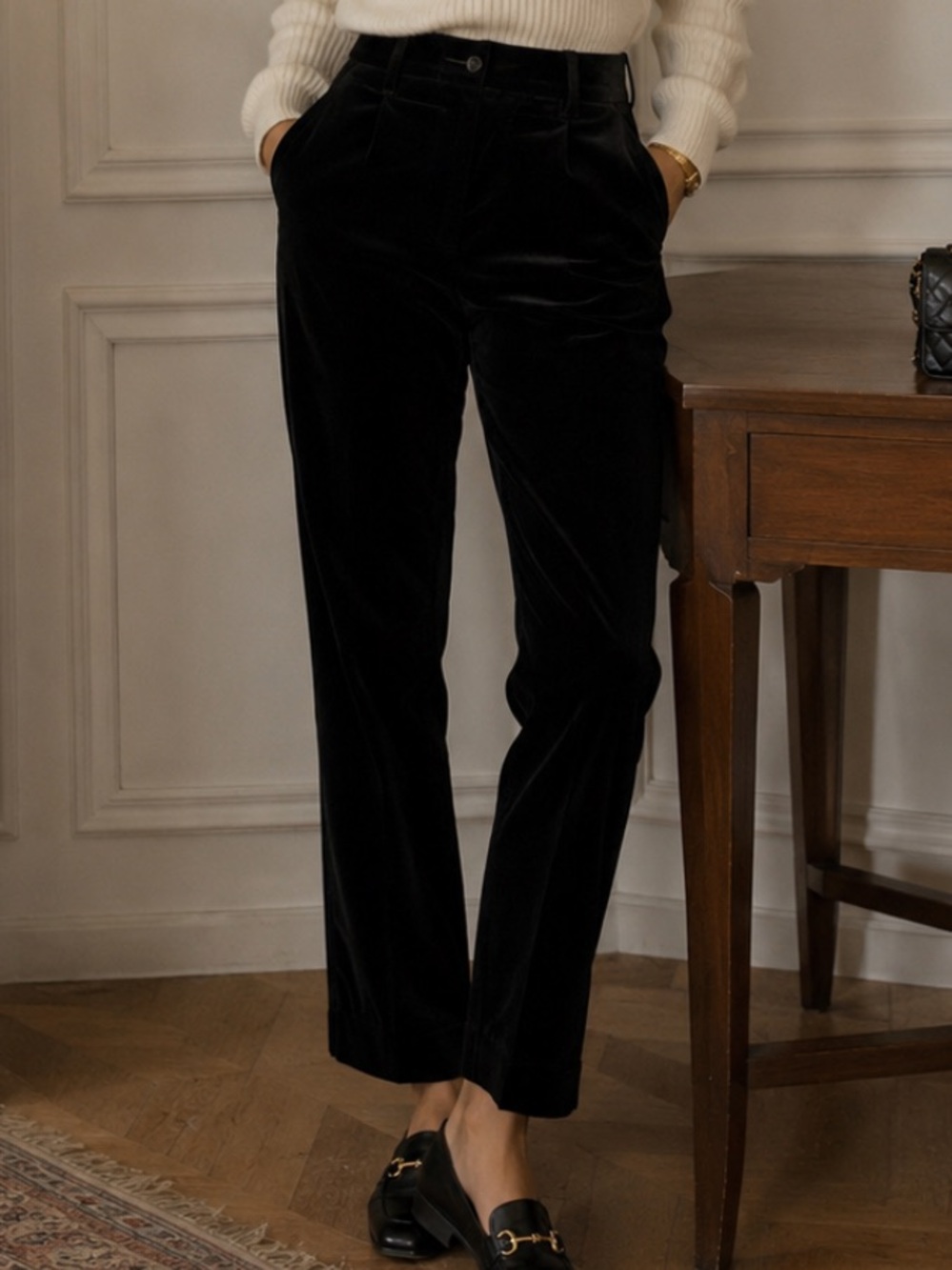 Votre Nom Velvet High Waisted Pants 40 Quiet Luxury Old Money Classic Preppy